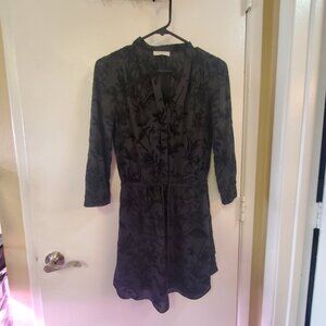 Aritzia Babaton Felt Floral Black Dress